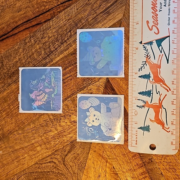 Vintage laser stickers Teddy Bears and Dragon Light Impressions 1987 - Picture 1 of 11